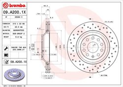 DISC FRANA BREMBO 09.A200.1X - Compatibil cu AUDI, AUDI (FAW), AUDI (SAIC), CHRYSLER, CUPRA, SEAT, SKODA, VW, VW (FAW), VW (SVW)