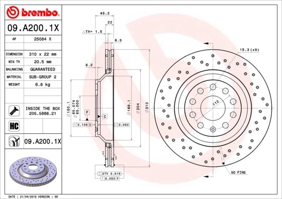 Disc frana Brembo 09.A200.1X