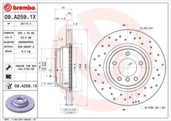 DISC FRANA BREMBO 09.A259.1X - Compatibil cu BMW, BMW (BRILLIANCE)