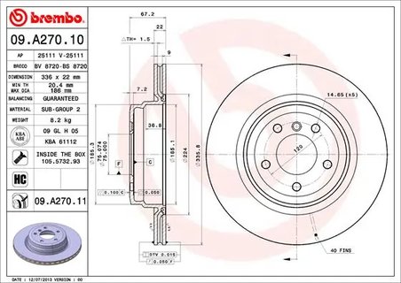 Disc frana Brembo 09.A270.11