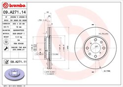 DISC FRANA BREMBO 09.A271.11 - Compatibil cu OPEL, SUZUKI, SUZUKI (CHANGAN), SUZUKI (CHANGHE), VAUXHALL