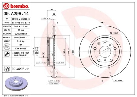Disc frana Brembo 09.A296.11