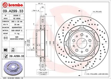 DISC FRANA BREMBO 09.A299.33 - Compatibil cu MASERATI