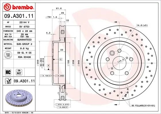 Disc frana Brembo 09.A301.11