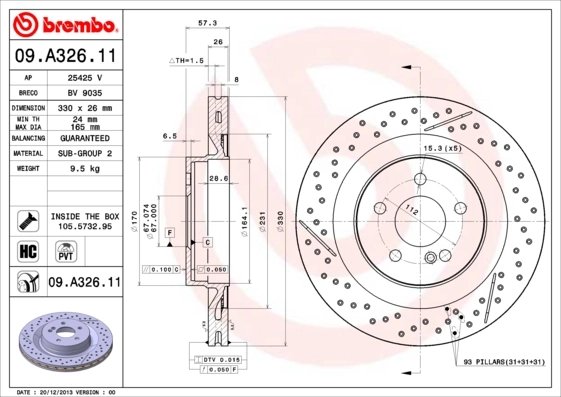 DISC FRANA BREMBO 09.A326.11 - Compatibil cu MERCEDES-BENZ