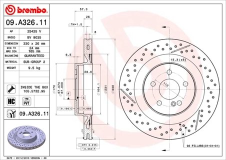 DISC FRANA BREMBO 09.A326.11 - Compatibil cu MERCEDES-BENZ