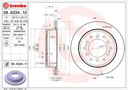 DISC FRANA BREMBO 09.A334.11 - Compatibil cu BAW, LEXUS, TOYOTA, TOYOTA (FAW)
