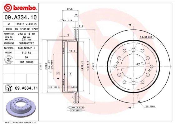 Disc frana Brembo 09.A334.11