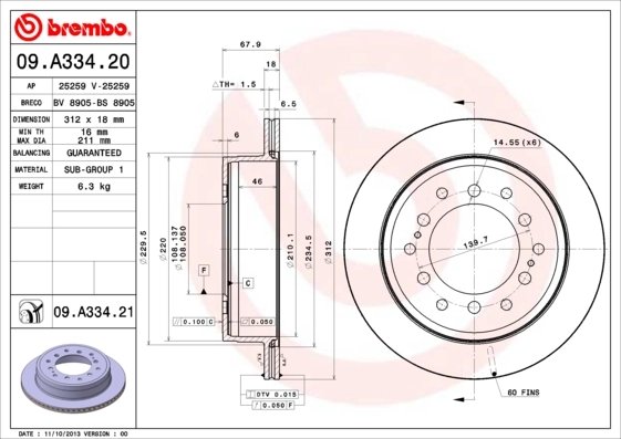 Disc frana Brembo 09.A334.21