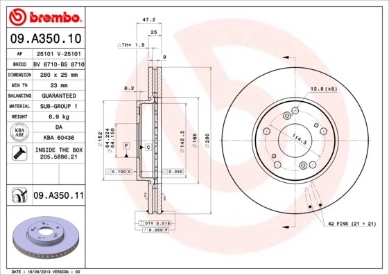 Disc frana Brembo 09.A350.11