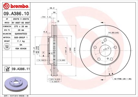 Disc frana Brembo 09.A386.11
