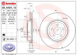 DISC FRANA BREMBO 09.A404.11 - Compatibil cu CHRYSLER, CHRYSLER (BBDC), DODGE, LANCIA