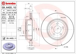 DISC FRANA BREMBO 09.A405.11 - Compatibil cu CHRYSLER, CHRYSLER (BBDC), DODGE, LANCIA