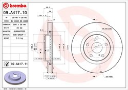 DISC FRANA BREMBO 09.A417.11 - Compatibil cu EMGRAND, ENGLON, GLEAGLE, LEXUS, TOYOTA, TOYOTA (FAW), TOYOTA (GAC)