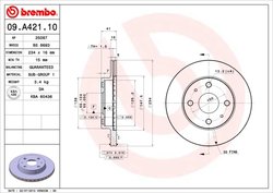 DISC FRANA BREMBO 09.A421.10 - Compatibil cu DAIHATSU, PERODUA