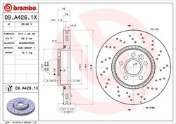DISC FRANA BREMBO 09.A426.1X - Compatibil cu FORD, VOLVO, VOLVO (CHANGAN), VOLVO ASIA