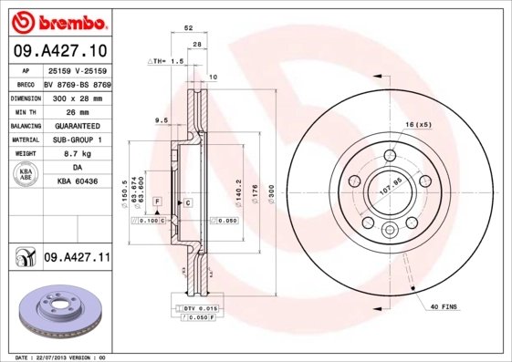 Disc frana Brembo 09.A427.11
