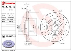 DISC FRANA BREMBO 09.A427.1X - Compatibil cu FORD, FORD (CHANGAN), LAND ROVER, LAND ROVER (CHERY), VOLVO, VOLVO (CHANGAN), VOLVO