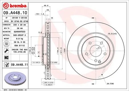 DISC FRANA BREMBO 09.A448.11 - Compatibil cu MERCEDES-BENZ