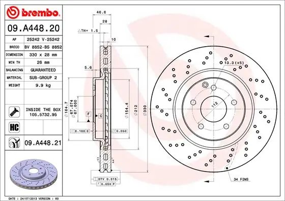 Disc frana Brembo 09.A448.21