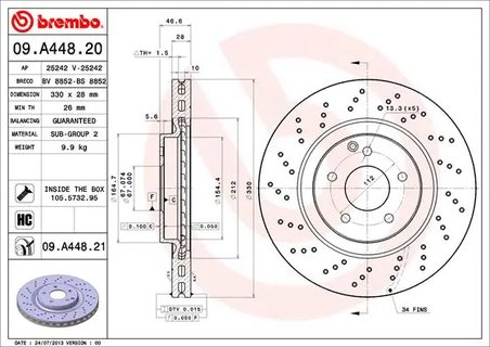Disc frana Brembo 09.A448.21