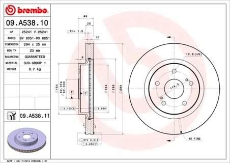 Disc frana Brembo 09.A538.11
