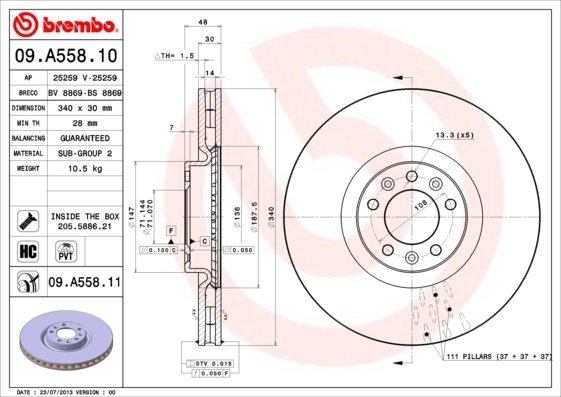 Disc frana Brembo 09.A558.11