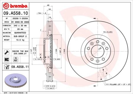 Disc frana Brembo 09.A558.11