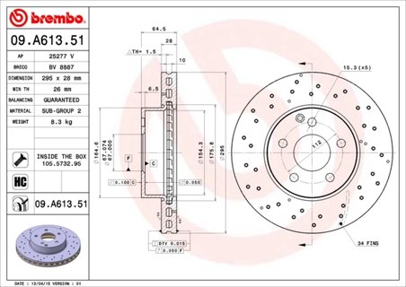 Disc frana Brembo 09.A613.51