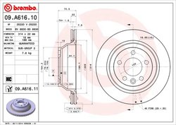 DISC FRANA BREMBO 09.A616.11 - Compatibil cu VW