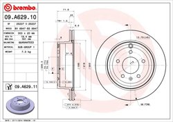 DISC FRANA BREMBO 09.A629.11 - Compatibil cu CHEVROLET, CHEVROLET (SGM), OPEL, VAUXHALL