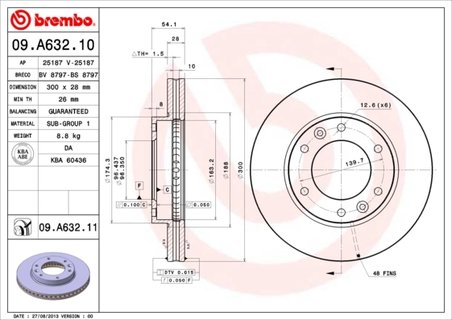 DISC FRANA BREMBO 09.A632.11 - Compatibil cu KIA