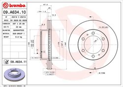 DISC FRANA BREMBO 09.A634.11 - Compatibil cu TOYOTA
