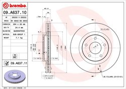 DISC FRANA BREMBO 09.A637.11 - Compatibil cu CHRYSLER, CHRYSLER (BBDC), DODGE, JEEP, LANCIA
