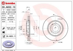 DISC FRANA BREMBO 09.A652.11 - Compatibil cu AUDI, SEAT, SKODA, VW, VW (FAW)