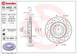 DISC FRANA BREMBO 09.A652.1X - Compatibil cu AUDI, SEAT, SKODA, VW