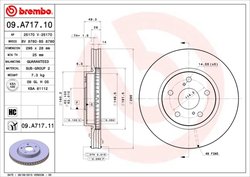 DISC FRANA BREMBO 09.A717.11 - Compatibil cu LEXUS, TOYOTA, TOYOTA (FAW)