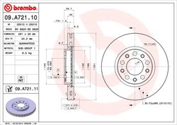 DISC FRANA BREMBO 09.A721.11 - Compatibil cu ALFA ROMEO, FIAT, JEEP