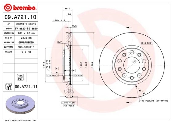 Disc frana Brembo 09.A721.11