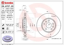 DISC FRANA BREMBO 09.A727.21 - Compatibil cu MERCEDES-BENZ, RENAULT