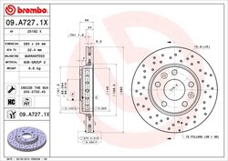 DISC FRANA BREMBO 09.A727.1X - Compatibil cu DACIA, NISSAN, RENAULT