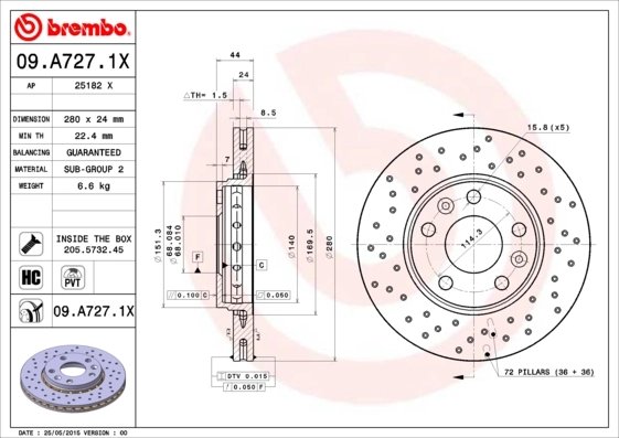 Disc frana Brembo 09.A727.1X