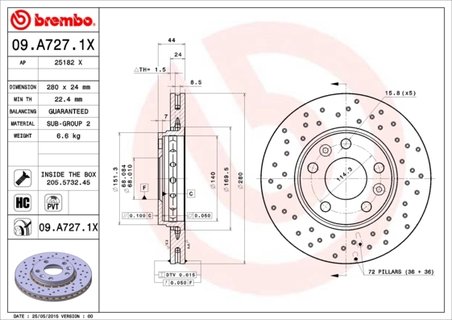 Disc frana Brembo 09.A727.1X