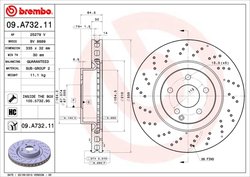 DISC FRANA BREMBO 09.A732.11 - Compatibil cu BRABUS, MERCEDES-BENZ
