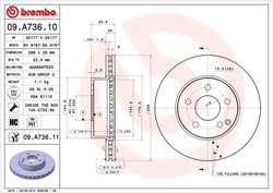 DISC FRANA BREMBO 09.A736.11 - Compatibil cu MERCEDES-BENZ, MERCEDES-BENZ (BBDC)