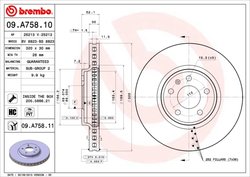 DISC FRANA BREMBO 09.A758.11 - Compatibil cu AUDI, AUDI (FAW)