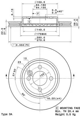 DISC FRANA BREMBO 09.A761.11 - Compatibil cu MINI