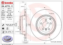 DISC FRANA BREMBO 09.A772.11 - Compatibil cu LAND ROVER