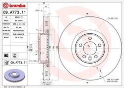 DISC FRANA BREMBO 09.A773.11 - Compatibil cu LAND ROVER