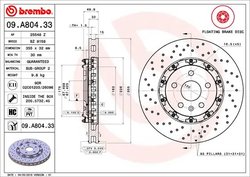 DISC FRANA BREMBO 09.A804.33 - Compatibil cu OPEL, SAAB, VAUXHALL